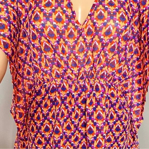 Old Navy Geometric Print V-Neck Sheer Swimwear Cover-Up fits M/L - Picture 6 of 11
